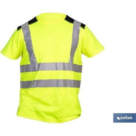 Camiseta de alta visibilidad amarilla y negra, talla XXL, 170 g/m², 55% algodón. (1/4)