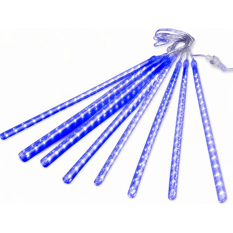Guirlande LED Pluie de Météores Bleue, 8 Tubes sur Prise pour Décoration Extérieure Jardin et Arbre (1/5)