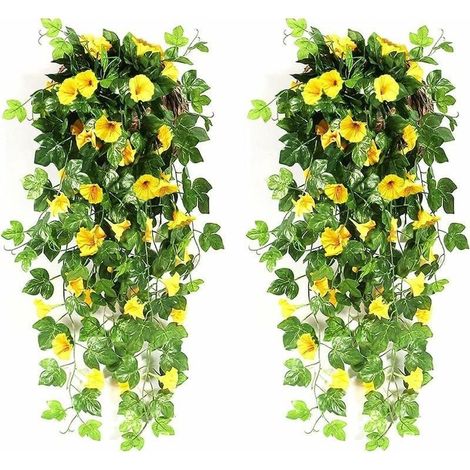 Fleurs artificielles pendantes 90 cm Tissu de soie et plastique Décoration murale et extérieure Guirlande élégante pour mariage (1/4)
