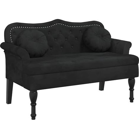 vidaXL Banco con cojines Terciopelo negro 120,5x65x75 cm (1/2)