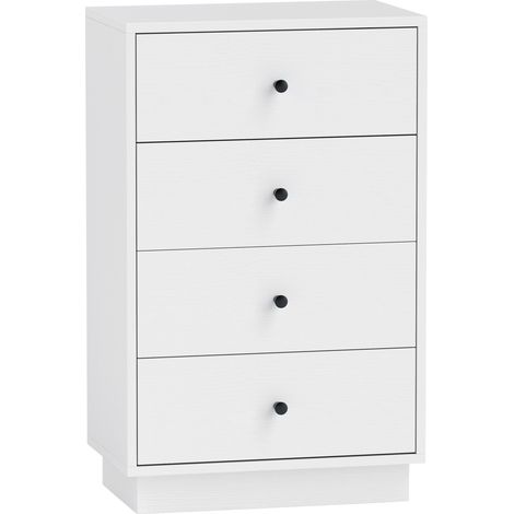 Commode 7 tiroirs, buffet moderne blanc, bois composite, 47x29x75 cm (1/5)