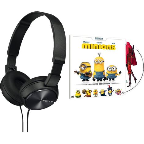 Sony Cuffie MDR-ZX310 Nere Pieghevoli con Cavo 1,2 m + DVD Minions (1/2)