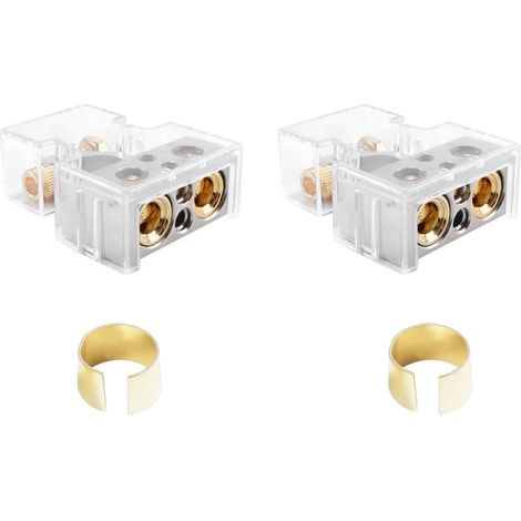Une Paire de bornes de Batterie Automobile, connecteurs de bornes de Batterie 0/2/4/6/8 GA avec Couvercle de Protection Transparent et Joint doré (1/5)