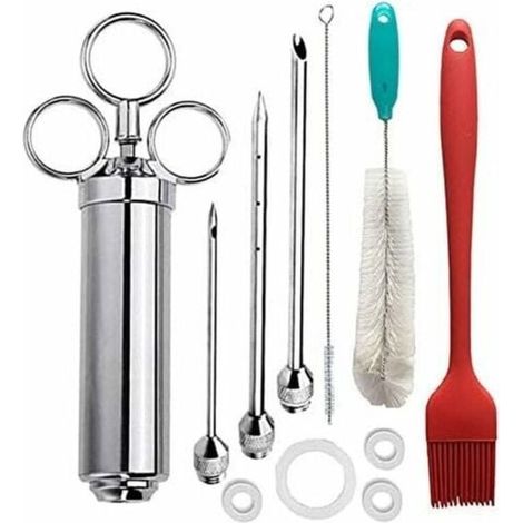 Fleischinjektor aus Edelstahl 304, Marinadenspritze, professionelle Saftspritze für Pute, Rind, Hähnchen, Braten und Grillfleisch - LIAIKI