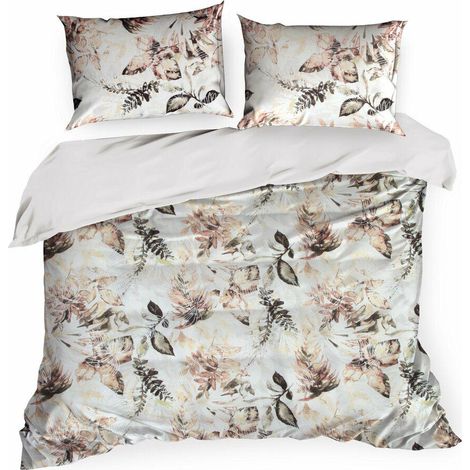 Juego de cama Arina de microfibra de 160x200 cm con estampado de hojas (1/5)