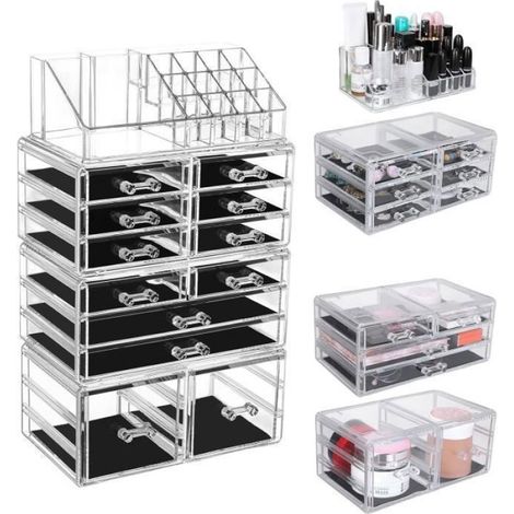 Organisateur de Maquillage Bote de Rangement de Cosmtiques Bote de Prsentation Acrylique pour Salle de Bain Commode (1/4)