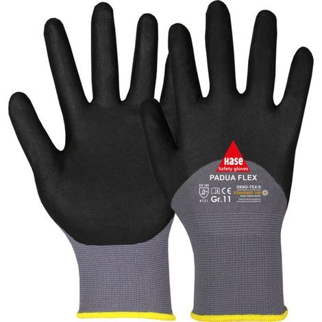 Handschuhe Padua Flex Gr.7 schwarz/grau EN 388 PSA II Nylonfeinstrick Nitril (1/2)