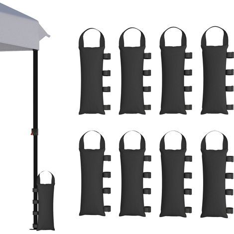 Set mit 8 x 40 kg Bodensäcken für Pavillons, strapazierfähiges 600D Oxford-Gewebe, Zeltfüße, Schwarz