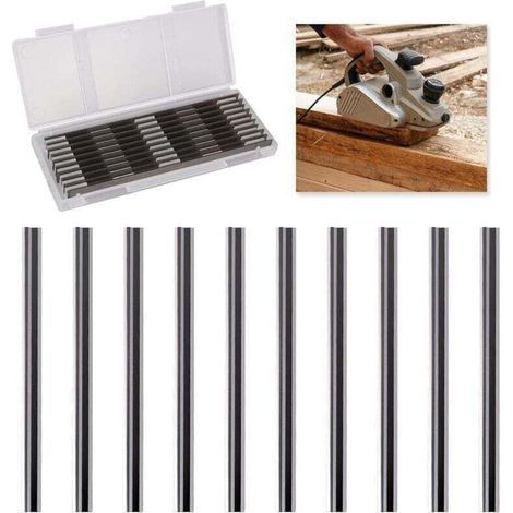 10 Pièces Lame Rabot Electrique, Lame Rabot 82mm, Compatibles avec Makita, Bosch, Hitachi, Black & Decker, DeWalt, Trend Elu, Idéales pour Menuiserie et Bricolage(82 x 5.5 x 1.2mm)