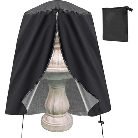 Housse de protection imperméable pour fontaine de jardin, avec fermeture éclair et cordon de serrage réglable, tissu Oxford 420D pour l'hiver, utilisation extérieure, terrasse, jardin (122 x 172 cm) (1/4)