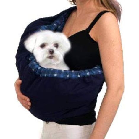 Sac De Transport en Bandoulière pour Animal, Sac Ventral Chat, Sac À Bandoulière pour Chat Chiot Réglable (Bleu Plaid) (1/5)