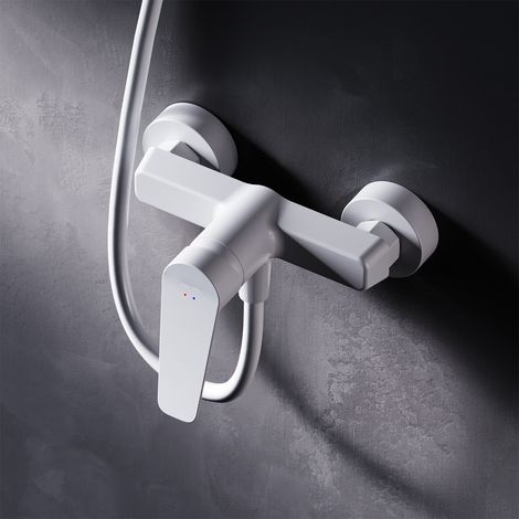 Am.Pm – Mitigeur de douche blanc – Mélangeur monocommande en laiton – Cartouche céramique 35mm – Installation 2 trous pour salle de bains (1/5)