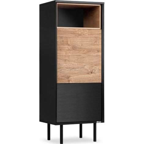 KONSIMO LOFTY Regal mit Massivholzbeine, schwarz (1/5)