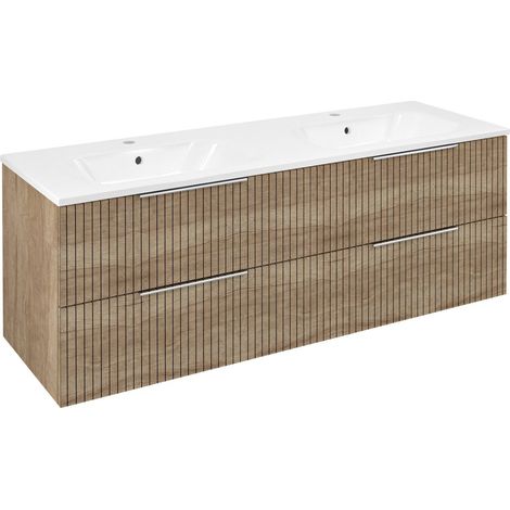 CIRASA STRIP meuble vasque 139,6x52x46cm, chêne alabama