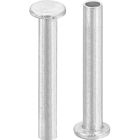 Rivets semi-tubulaires 200Pcs, 2,5mm x 16mm Tête ronde plate Rivets semi-tubulaires en aluminium pour la réparation industrielle et à domicile, argent (1/5)