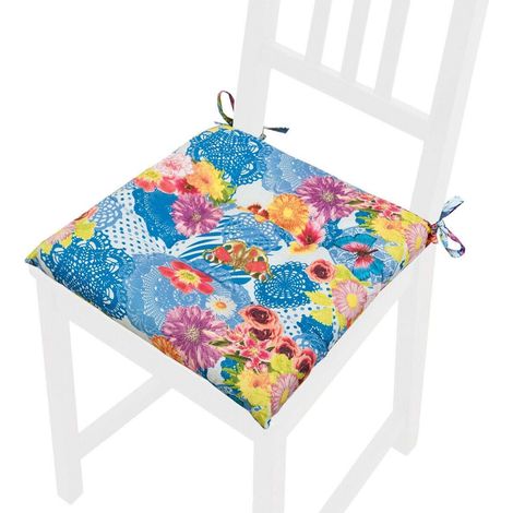 Coussin pour Chaise Doux Universel Lacets de fixation Lavable Housses de Chaise Papillons - Bleu