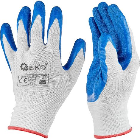 Polyester-Schutzhandschuhe Größe 7 /Latex weiß und blau/ (12/240) (1/4)