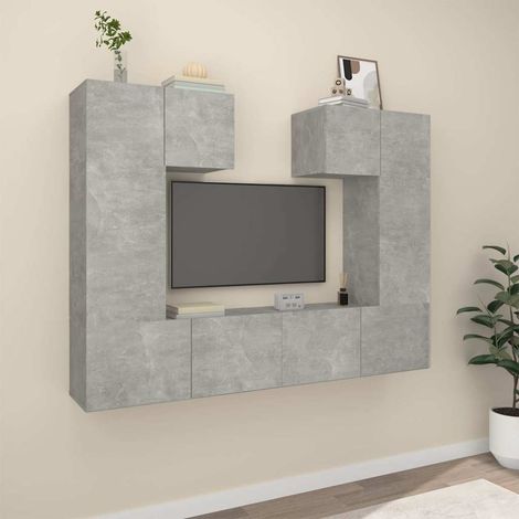 vidaXL 6 Piece TV Cabinet Set Concrete Grey Engineered Wood (1/5)