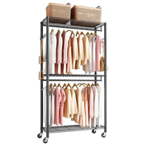 Portant à Vêtements Mobile Portemanteau sur Roulettes à 3 (1/5)