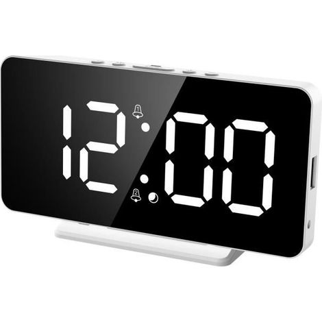 Réveil numérique, réveil LED avec thermomètre, date, fonction snooze et luminosité réglable (noir) (1/4)