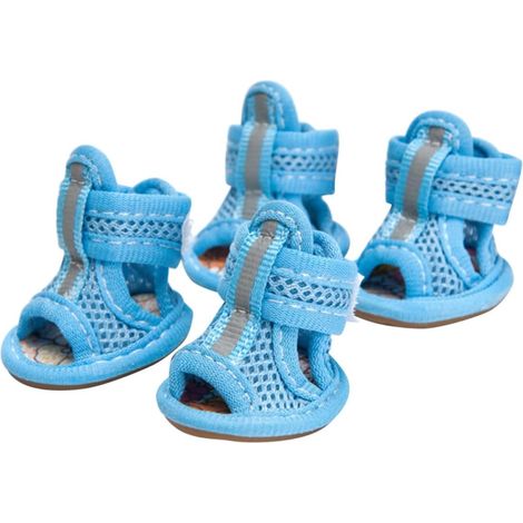 Hundeschuhe aus Mesh für Sommerurlaub Atmungsaktive Hundepfoten Überzüge mit Rutschfester Sohle und Flexible Haustiersandalen für Strand und Außenbereich (1/5)