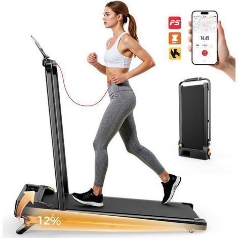 Faltbares elektrisches Laufband, 3 manuell einstellbare Steigungsstufen 12%, Geschwindigkeit 1-12 km/h, Motor 2,5 PS, Bluetooth-Anwendung (1/5)