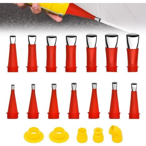 Calfeutrage Buse Applicateur Réutilisable, Trousse à outils universelle de buse en caoutchouc intégrée, Universel Kit D'outils De Buse En Caoutchouc Avec Base (19PCS(5 accessoires)) (1/3)
