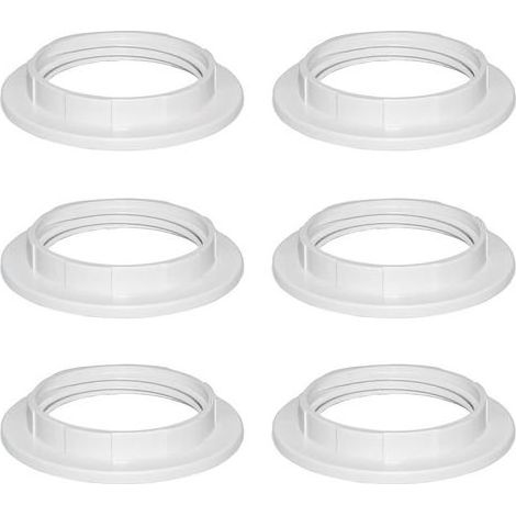 Blanc Plastique Anneau Réducteur Abat Jour E27 40MM, Accessoires pour Abat-Jour Bague Plaque Convertisseur d’Adaptateur, E27 Anneau Réducteur d'Abat-Jour pour Lampe de bureau, Plafonniers, 6 Pièces (1/5)