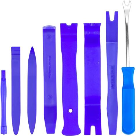 royaluxe-8 Pièces Outil Demontage Garniture Voiture Bleu, Outils pour Garnitures Panneau Auto, Installateur Pry Outil Plastique pour Panneau Autoradio Accessoires Porte Tableau de Bord de Voiture