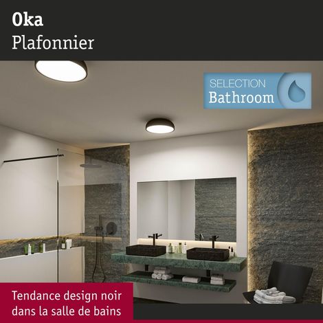 Plafonnier LED Selection Bathroom Oka IP44 White Switch 950lm 230V 24W Noir mat luminaire de salle de bain lampe de salle de bain (1/5)