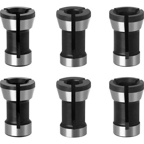 Tete De Mandrin De Collet - Adaptateur De Mandrin A Pince - Pour Defonceuse - 6mm 6 35mm 8mm - Lot De 6 Pieces (1/5)