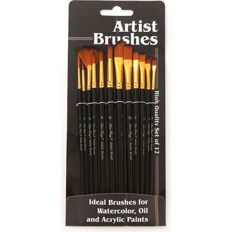 Acrylpinselset, 12 Nylonpinsel für Acryl- und Aquarellmalerei, professionelles Set für Künstler aller Niveaus.
