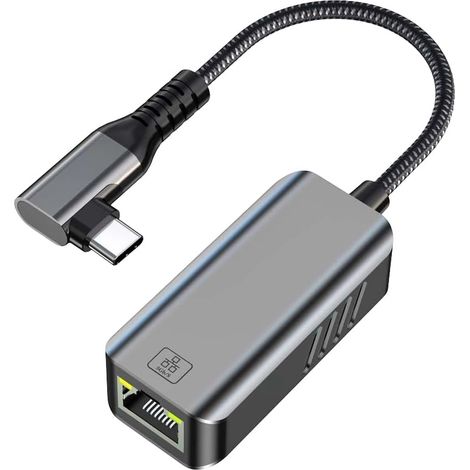 Adaptateur Ethernet RJ45 avec boîtier en aluminium, câble tressé et lumières LED pour dortoir, voyage et espaces de travail à domicile, jeux à domicile, ordinateur portable (1/5)