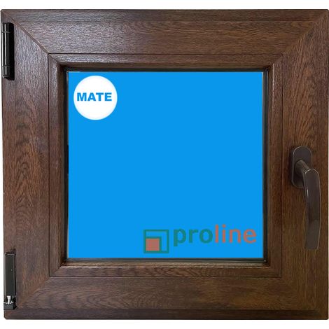 Ventana PVC 500x500 Nogal Oscilobatiente Izquierda Vidrio Mate (1/5)