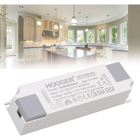 Transformateur de Connecteur d'alimentation de Charge de Pilote de LED Transformateur pour LumièRes LED Entrée 24‑36W 300mA Sortie AC100‑277V Sortie DC64‑110V
