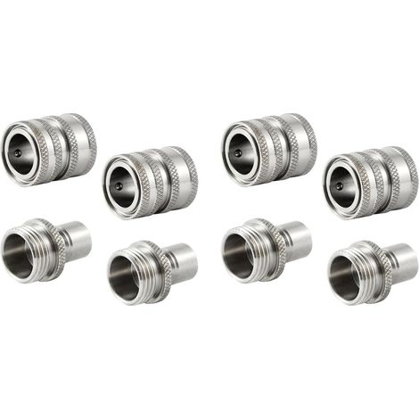 4X Raccord de Tuyau D'Arrosage à Connexion en Acier Inoxydable, Connecteur à Dégagement GHT de 3/4 Pouces pour Arroseurs de Pelouse (1/5)