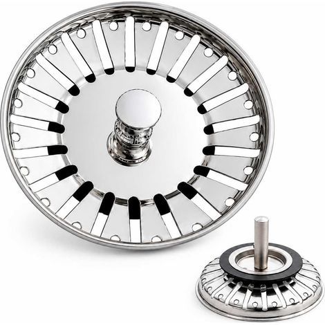 1x Bouchon De Crépine, Acier Inoxydable, Silicone, Ø83mm, Pour Évier De Cuisine Et Salle De Bain (1/5)