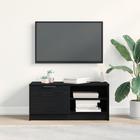 TV-Schränk Schwarz Eichen-Optik 80 x 35 x 36,5 cm Holzwerkstoff (1/5)
