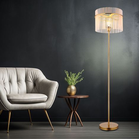 Retro Stehleuchte GORLEY mit transparenten Echtglas Stäben, Höhe 152cm (1/5)
