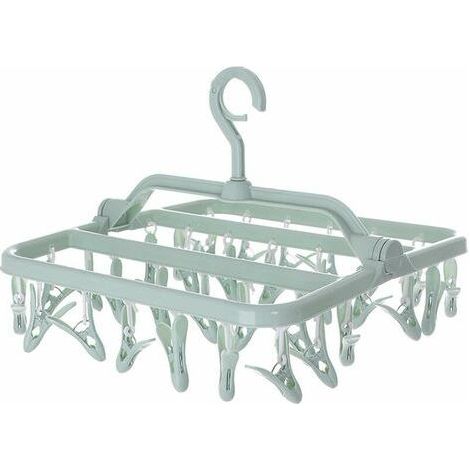 Séchoir à chaussettes pliable avec 32 pinces pour vêtements, séchoir à linge intérieur et extérieur (1/5)