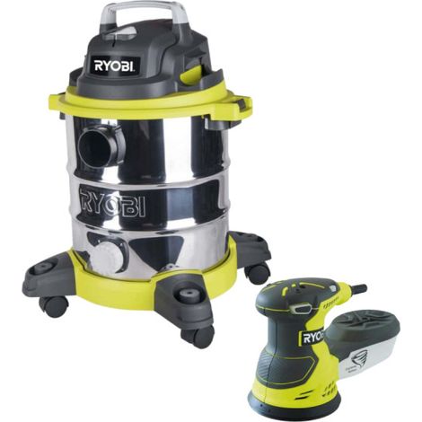 Confezione RYOBI Aspiratore a umido e a secco - 1250W - 20L - RVC-1220I-G - Levigatrice orbitale elettrica - 300W - 125m (1/5)