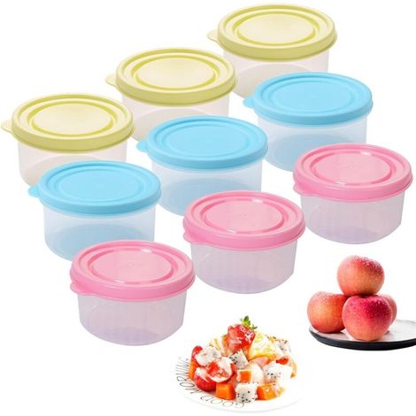 Bardusch-Lot de 9 petites boîtes plastique anti-fuite de 160 ml, empilables, micro-ondes et congélateur (1/5)
