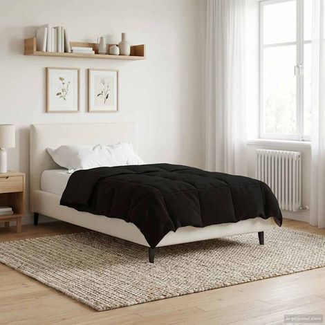 Ganzjahresbettdecke Gepolstert Schwarz 135 x 200 cm Mikrofaser