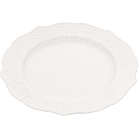 Assiette plate en céramique, plat de service en porcelaine, compatible avec les cuisines blanches (1/5)