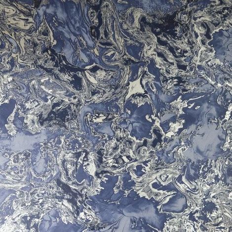 Liquid Marble Effect Wallpaper Debona Metallic Glitter Navy Silver (1/4)
