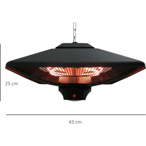 Lot 2 Lampes Chauffantes de Terrasse LED 2000W avec Télécommande, Spot Plafonnier Chauffant 43x43x25cm pour Jardin et Balcon (1/5)