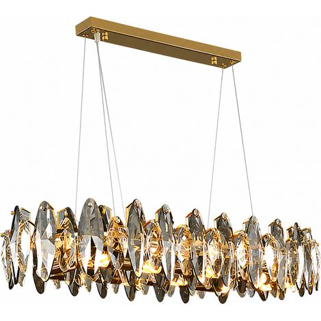 Suspension LED 25W en métal transparent 81 cm – LUSSOCRAFT, look élégant pour salon, restaurant et hôtel