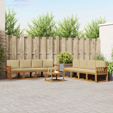 Outdoor-Sofagarnitur 9 pcs Natur und Beige Massivholz Akazie (1/5)