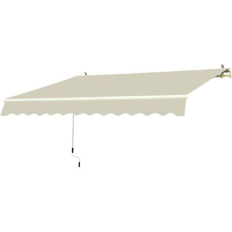 Tenda da sole estensibile 300 x 200 centimetri tenda parasole barra quadra tenda da sole con manovella colore beige rigato