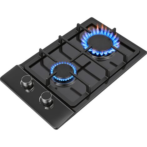 Réchaud à Gaz 2 Feux Noir, Cuisinière Camping Portable NG/LPG, 1 x 3 kW + 1 x 1,75 kW, Allumage Automatique, Plaque Cuisson pour Extérieur Caravan Jardin (1/5)
